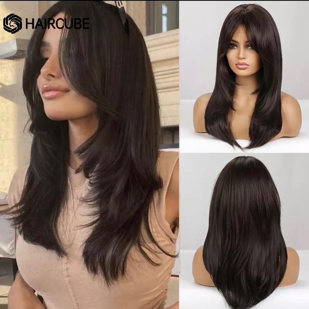 Long straight synthetic wig